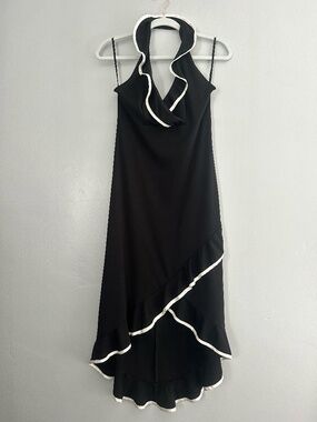 Studio Y Halter Black and White Trimmed Dress